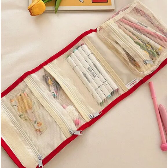 Hello Kitty 4-in-1 Foldable Makeup Bag Zippered Travel Cosmetic Organizer - Picture 3 of 4